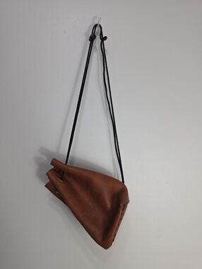 Mini Handmade Women's  Brown Leather Drawstring Sling Bag